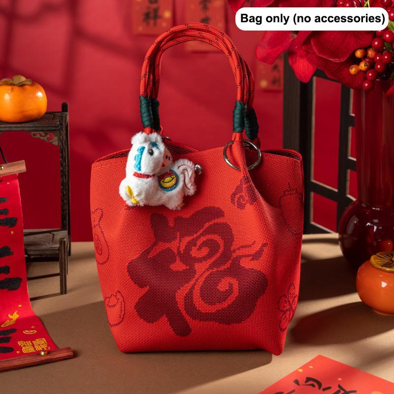 New 2026 Horse Year Cartoon Mascot Pony Knitted Bucket Bag For Women Fashion Large Capacity Portable Handbag New Year Gift