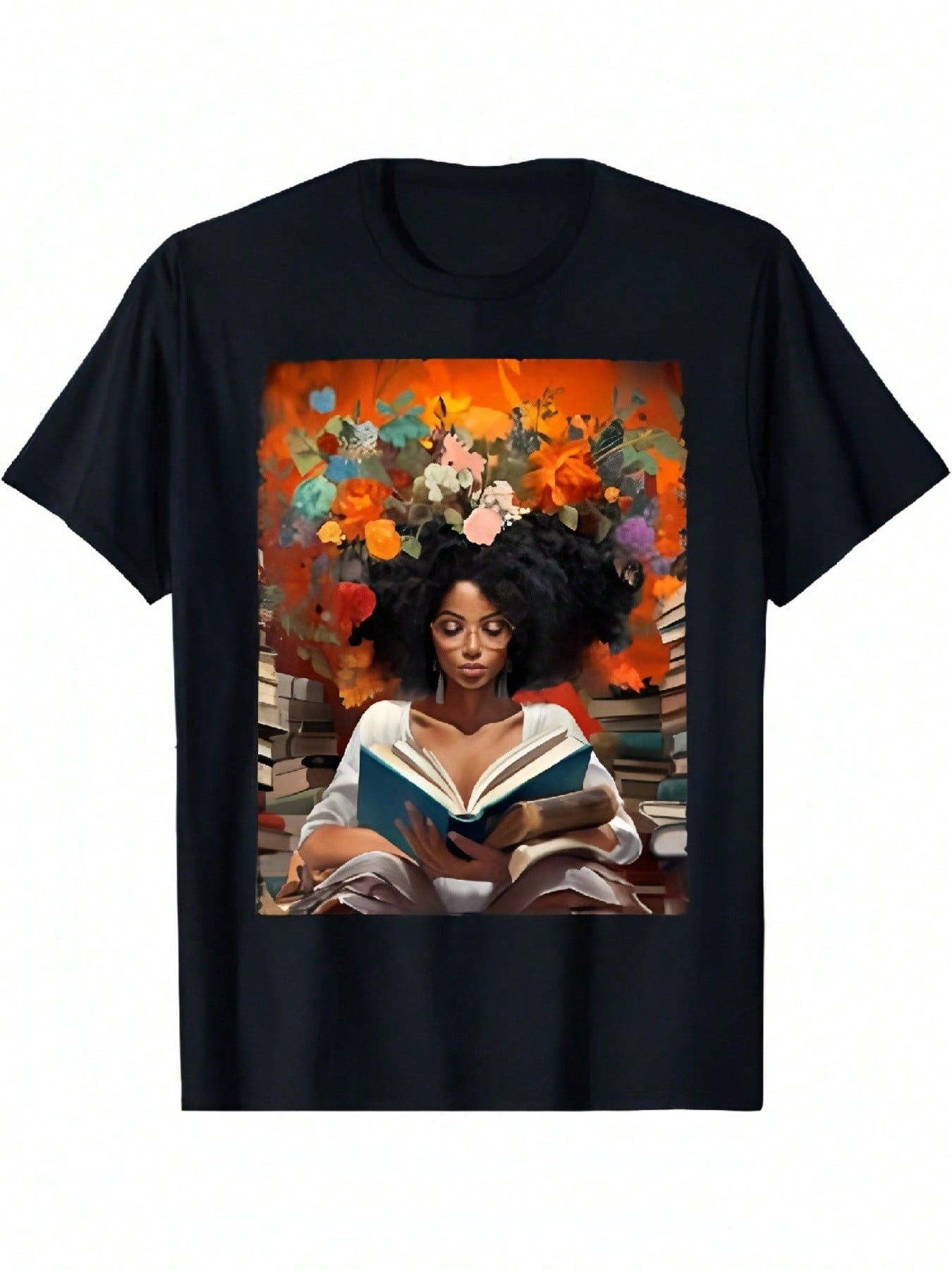 History Educated Reading Book Queen Afro Wounisex T-Shirt S