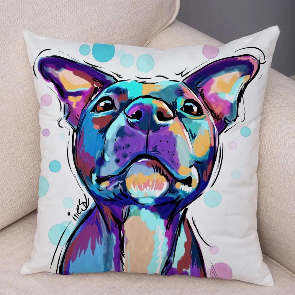 Style Cute Watercolor Pet Dog Pillow Case Decor Cartoon Animal Pillowcase Soft Plush Cushion Cover for Car Sofa Home xcm