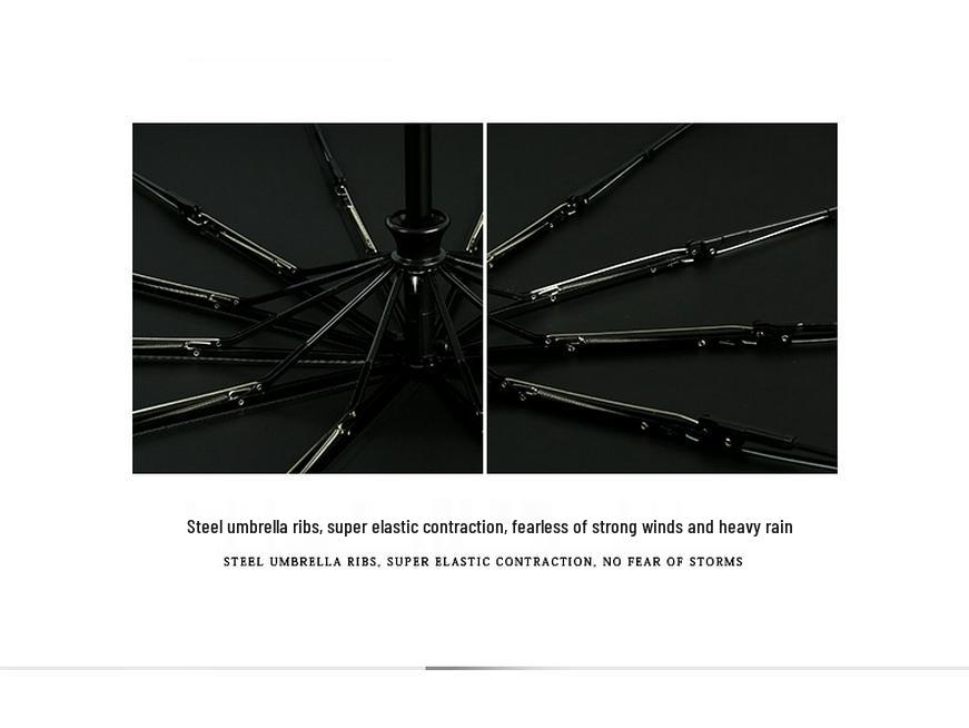 Dual-Use Automatic Umbrella for Men & Women: Sun & Rain Protection with black glue sunshade. Customizable with printed logo, fits two people.