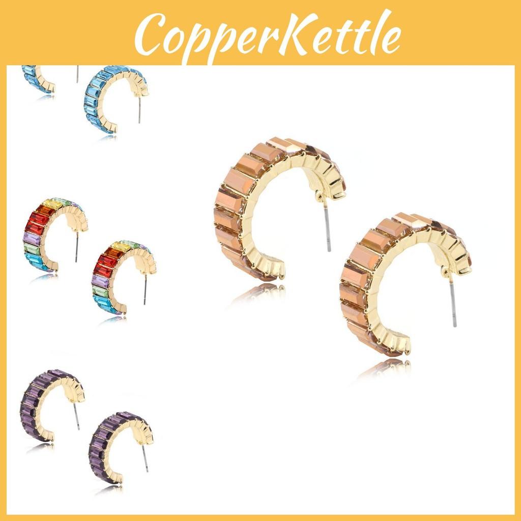 Vibrant Glass Gem Stud Earrings With Modern Geometric Shapes For Daily Wear
