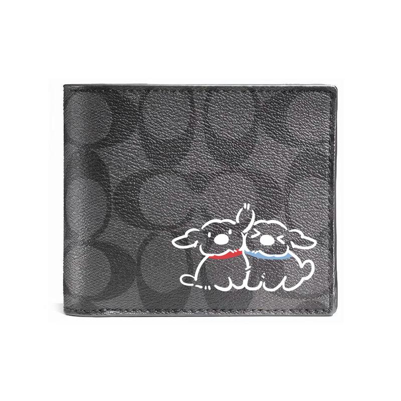 

COACH [Customized bag] 3 IN 1 Wallet MAY All the Way Gothic Oracle Leather Wallet Men s Black TieTie Puppy чорний