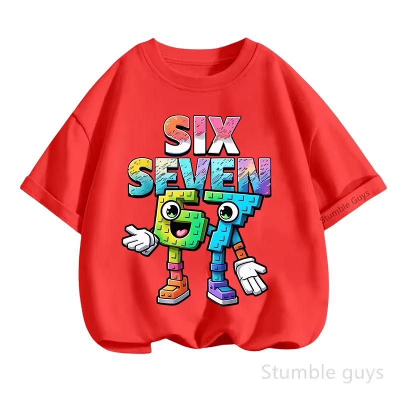 Kids Boys Cartoon Number 67 Graphic TShirt Soft Cotton Crew Neck Tee Casual Summer Wear for Daily Schooltk0023