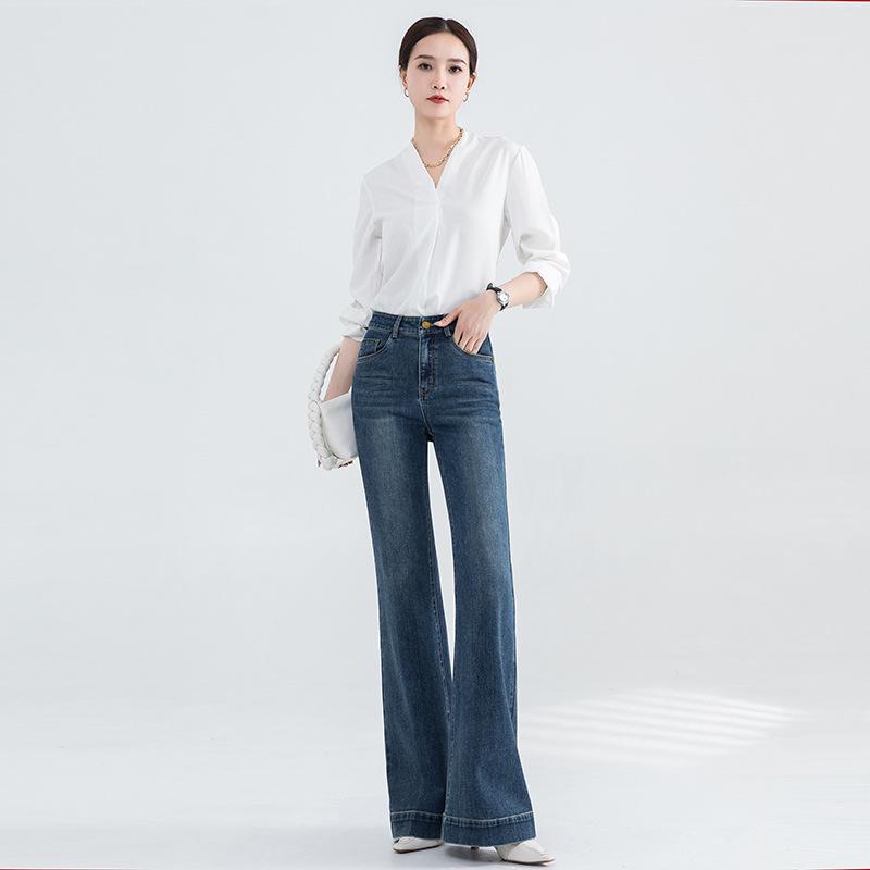 Women s 2025 Spring/Summer High Waist Slimming Petite Micro-Flare Wide Leg Jeans 26