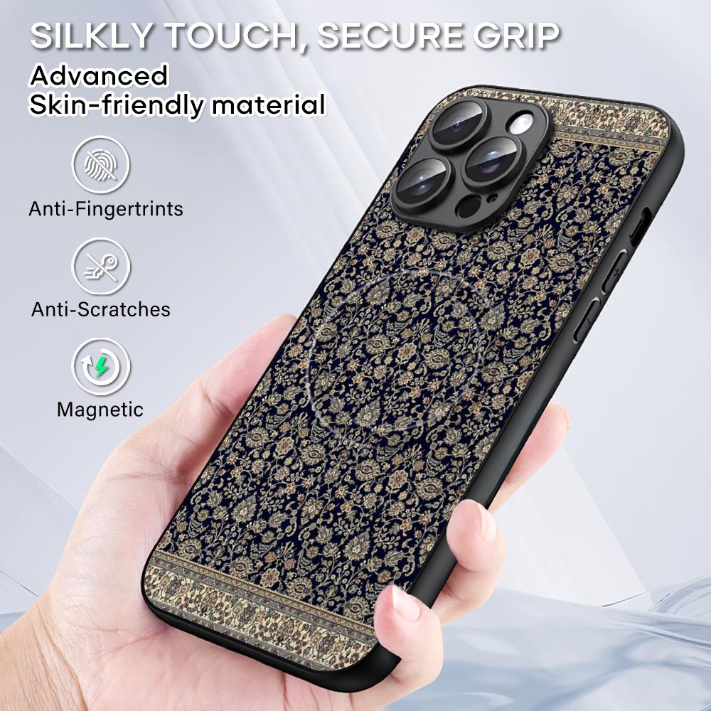 Persian rug floral art design ins Phone Case For iPhone 17 16 15 14 13 12 11 Plus Pro Max High-end Luxury Magsafe Sheepskin