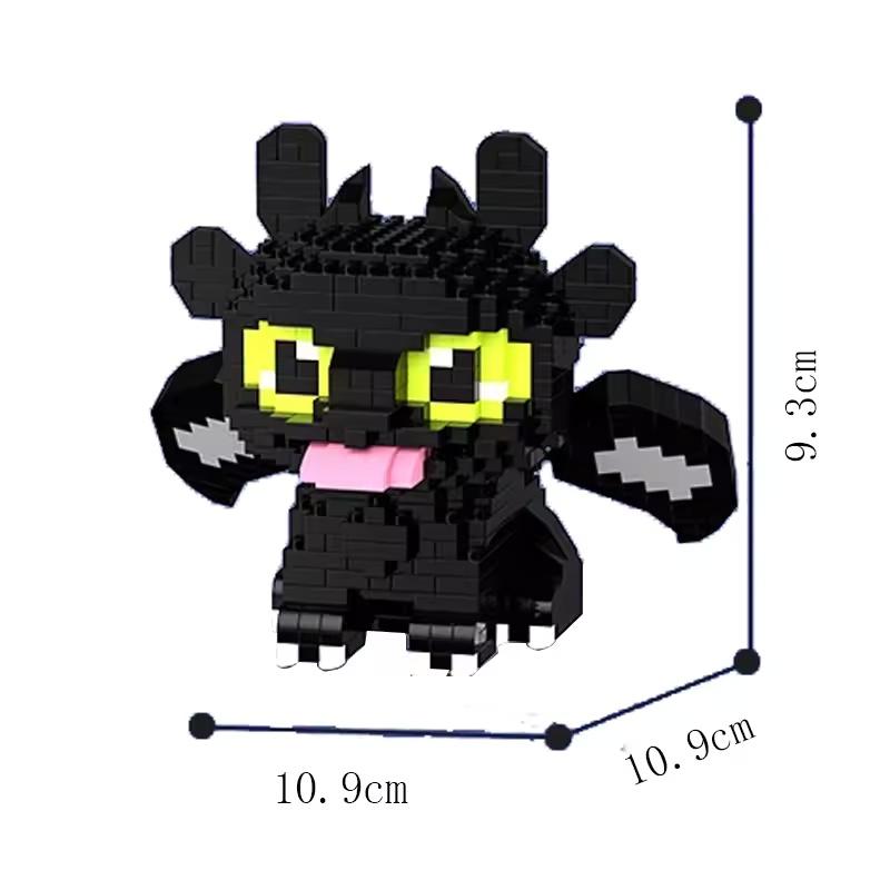 Mini Drago Nero Toothless Night Fury Mecha Blocchi da Assemblare Set Educativo Giocattolo Giocattolo per Bambini Regalo di Compleanno Halloween