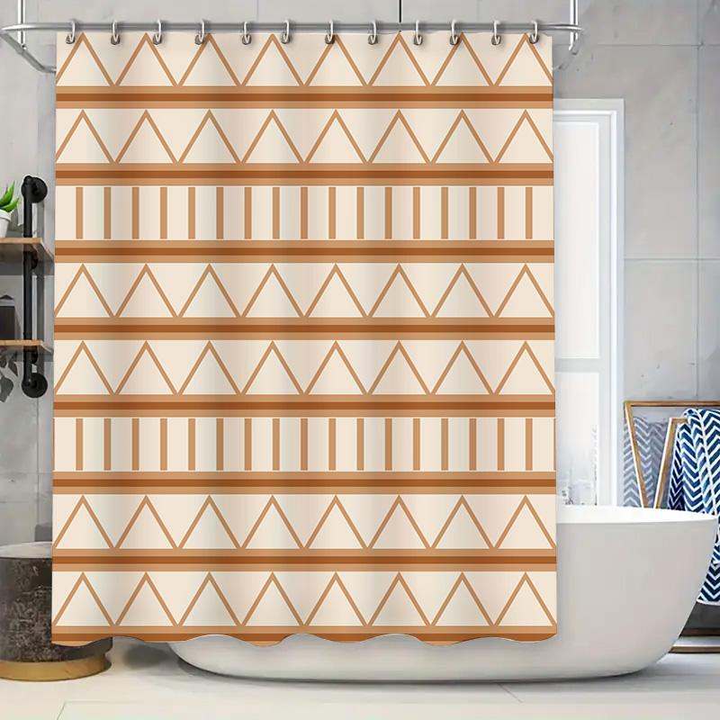 

Modern Geometric Shower Curtain With Brown Stripes For Bathroom Decor Waterproof Fabric Bath Room Decoration W60H190(CM)-1 Pcs