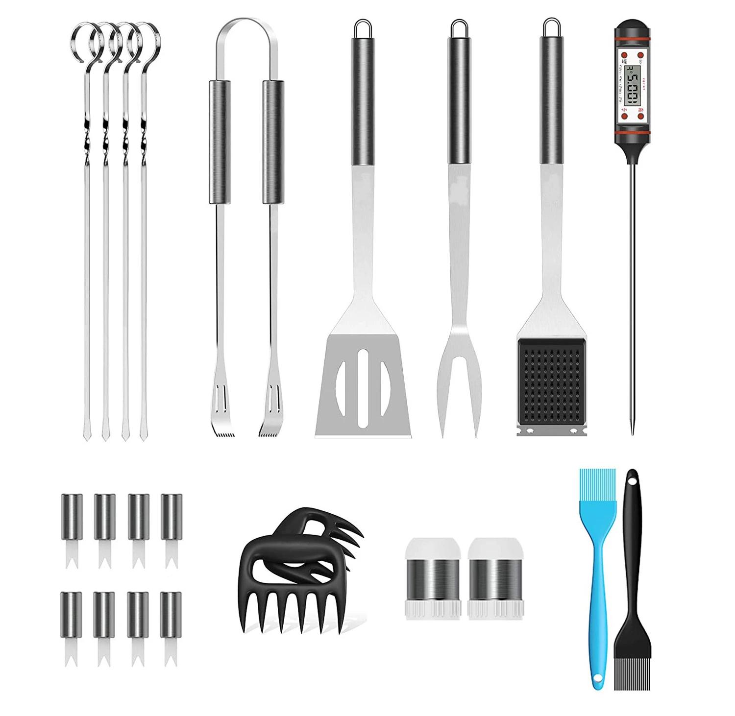 

Outdoor gathering BBQ tool, stainless steel shovel, barbecue skewer,seasoning bottle, portable combination, family party BBQ set