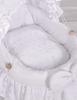 Doll's Pram - Moses Basket for Dolls with Hood - White with Embroidered Lace