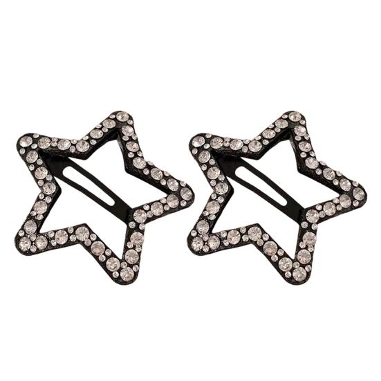 Hairpins Rhinestones Shining Hollow Five-Pointed Star Shape Hair Clips Stable Non-Damaging Hair