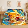Cute Pokemon Pikachu Cartoon Flannel Blanket Soft Warm Throw Blanket for Bedroom Living Room Bed Travel Camping Picnic Kid