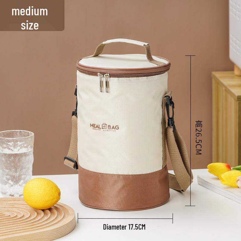 Insulated Round Lunch Bag for Office Workers - Waterproof & Thick Aluminum Foil