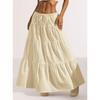 2025 Summer Fashion Lace-up Big Swing Skirt Loose Elegant Casual Simple A-line Ruffled Party Long Skirts Sweet Simple Party Office Clothing