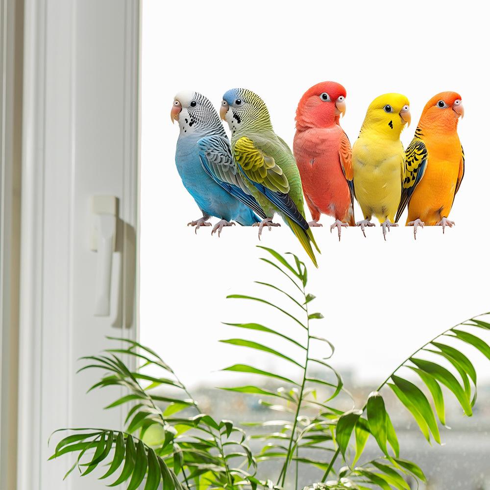 

Painted Parrot Balcony Glass Home Beautification and Decoration Electrostatic Window Stickers