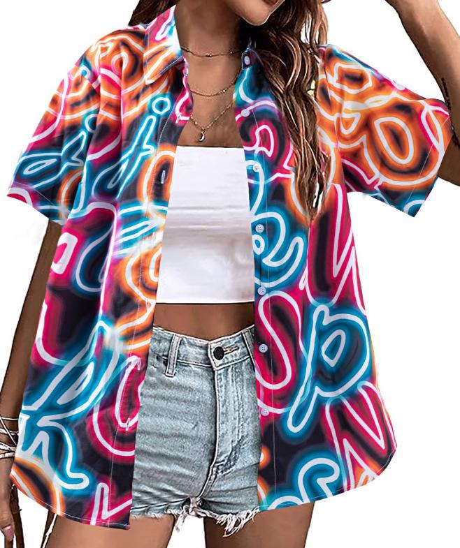 Women's Hawaiian Shirt Casual Short Sleeve Tropical Flower 3D Printed Printed Summer Shirt