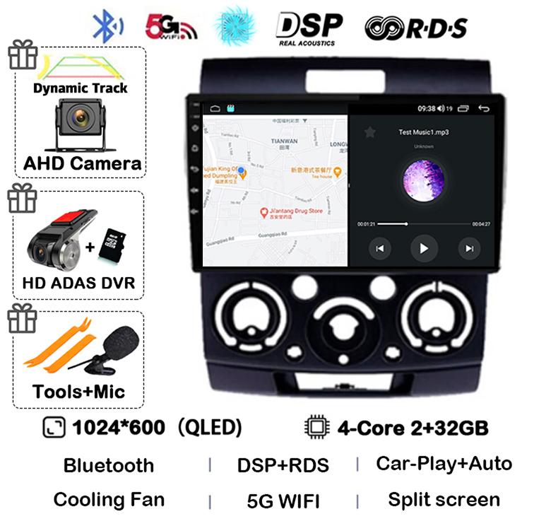 Android 14 Car Radio Stereo for Ford Everest Ranger Mazda BT50 BT-50 2006 2007 2008 2009 2010 2011 Multimedia Player Head Unit