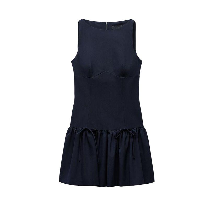 Spring New Women Clothes Fashion Comfortable Sleeveless Short Ribbon Dress 3152278 3152378