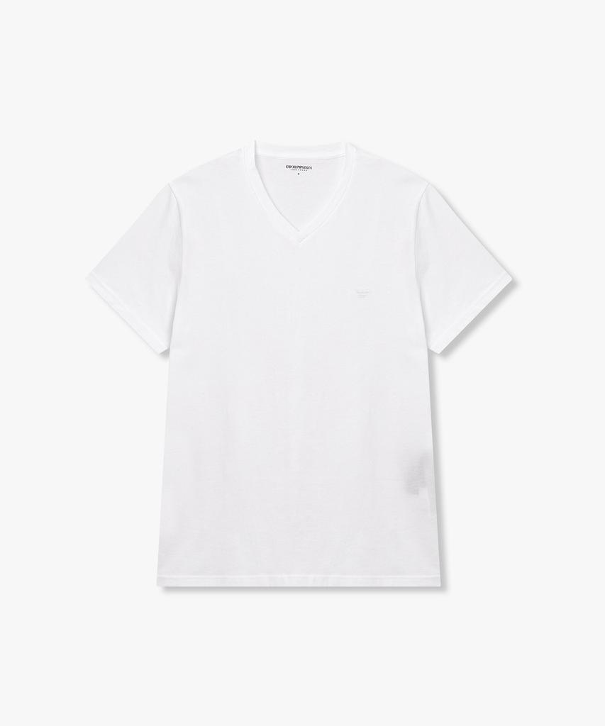 EMPORIO ARMANI UNDERWEAR Men'S V-Neck Cotton Lounge T-Shirt_White 0816135002