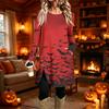 Women's Casual Printed Long Sleeve Neck Dress for Daily Wear