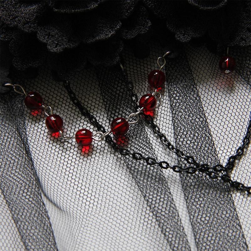 Tag der Toten Stirnband Gothic Kopfschmuck Schwarzer Schleier Krone Barock Tiara Krone Lolita Haaraccessoires Halloween Krone