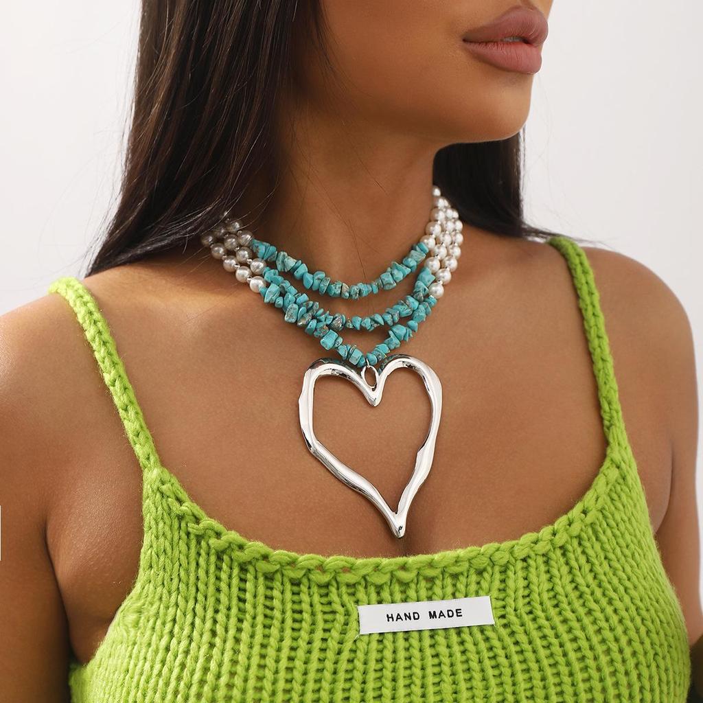 Handmade Necklaces for Women Bohemian Beads Multilayer Necklace Natural Stone Pendant Necklace Party Jewelry