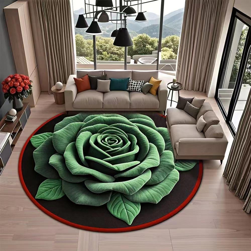 

3D Floor Mat Flower Floor Mat Living Room Home Carpet Round Irregular Carpet 40*40cm