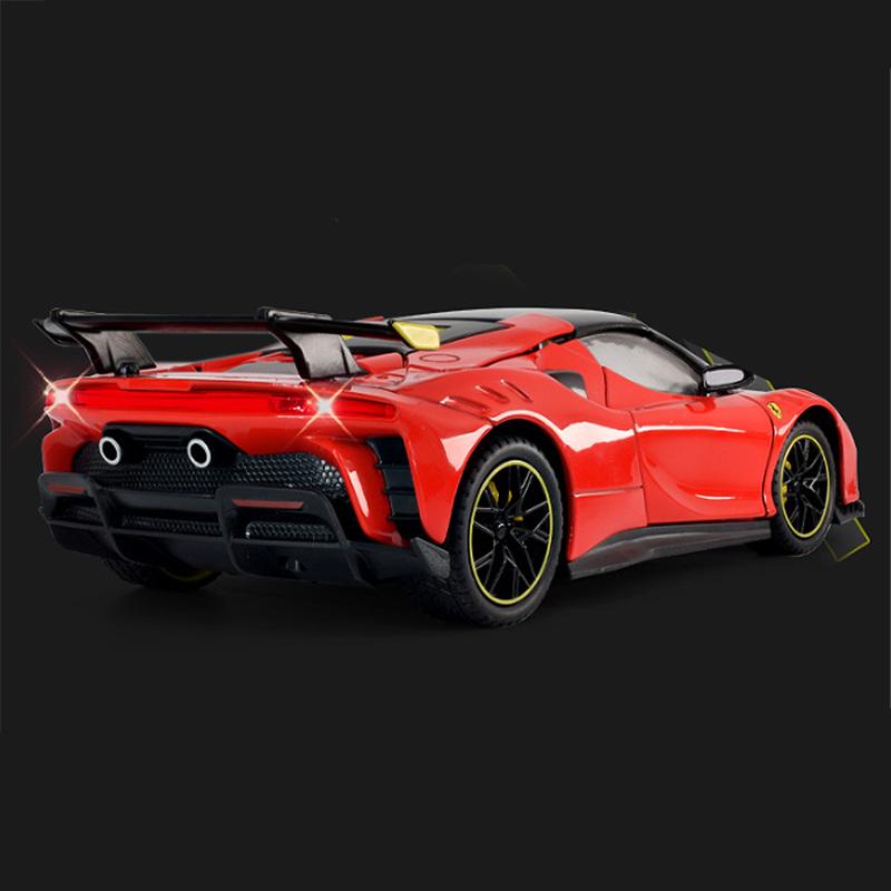 1/24 Ferrari SF90XX SF90 Alloy Sports Car Model Diecasts Metal Racing Super Vehicles Car Model Simulation Sound Light Childrens Toy Gift