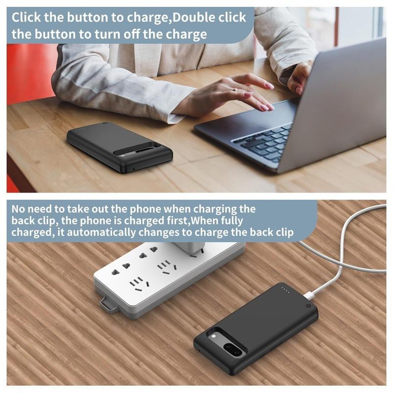 For Google Pixel 8 Pro 7 6 Pro Wireless Battery Charger Case Power Case Battery Pack Power Bank 10000mAh Wireless Charging Cover