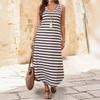 Sommer Neu, Gestreiftes Ärmelloses Kleid, Modisches Und Sexy Strandkleid