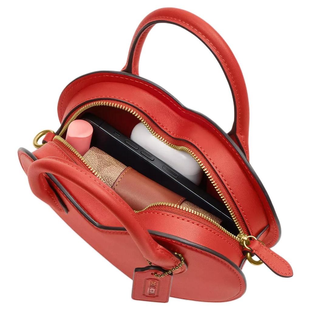 Coach 20 Heart Shape Design Detachable Shoulder Strap Leather Heart Bag Women Shoulder Bag Raspberry-Red CBF53-B4EMK
