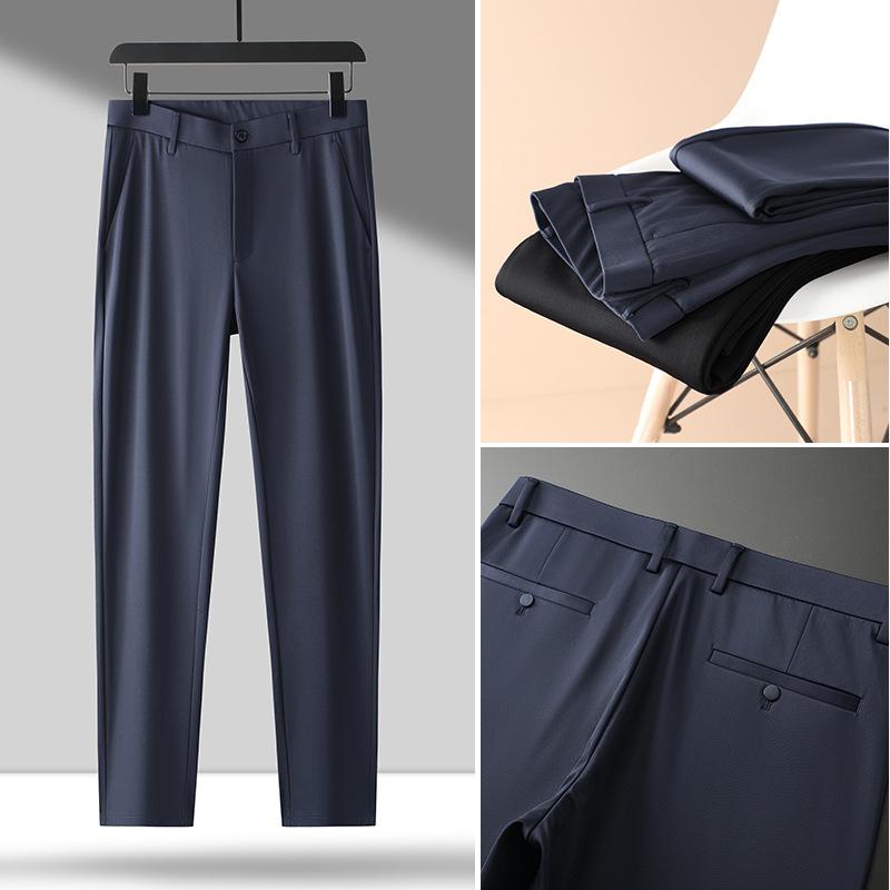 2024 Spring And Autumn New High End Business Casual Pants Men'S Elastic Straight Tube Loose Western Pants Long Pants