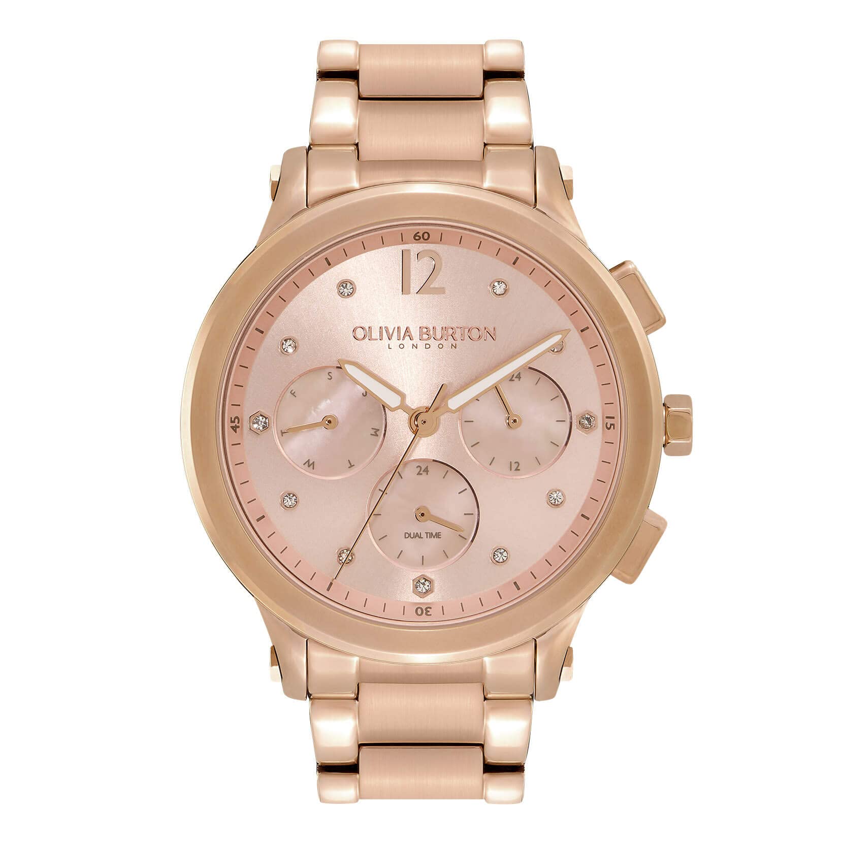

Авторизованный дистрибьютор [OLIVIA BURTON] Женские часы Olivia Burton ob24000055 Спортивные роскошные многофункциональные часы с браслетом цвета румян и гвоздики, 38 мм