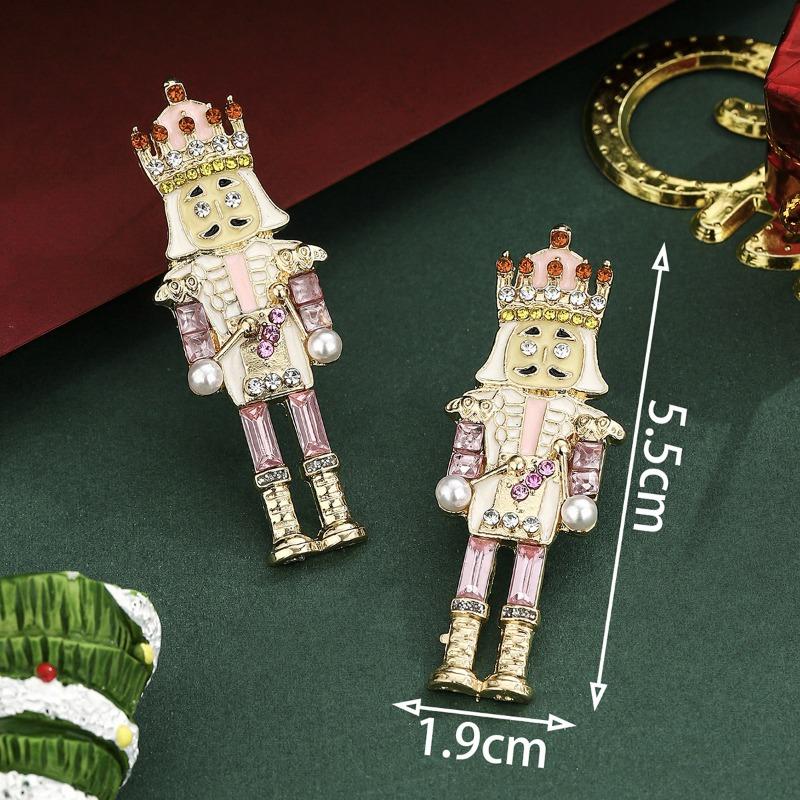 

Новые серьги-пусеты «Щелкунчик» со стразами, Рождественские серьги, Серьги из бриллиантового сплава, Украшение