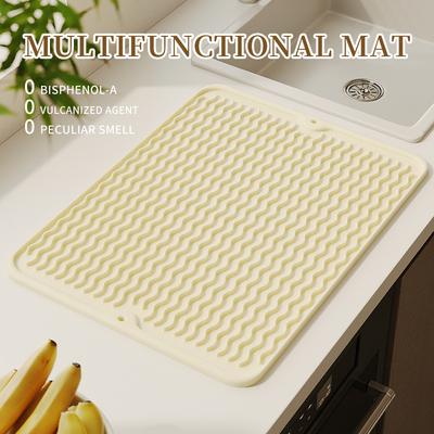 Kitchen Countertop Drain Mat Bar Cup Dish Drying Mat Silicone Wash Mat Insulation Mat