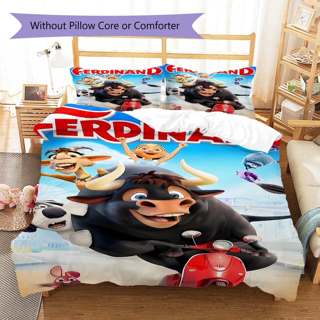 Ferdinand Pattern Bedding,Quilt Set Quilt Cover Pillowcase Home Birthday Gift (1 * duvet cover + 2 * pillowcase, without core)