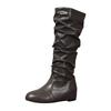 Damen kniehohe Keilstiefel Damen kniehohe Stiefel Runde Spitze Weite Wade zum Hineinschlüpfen Klobige Reitstiefel Für Schuhe Für Damen