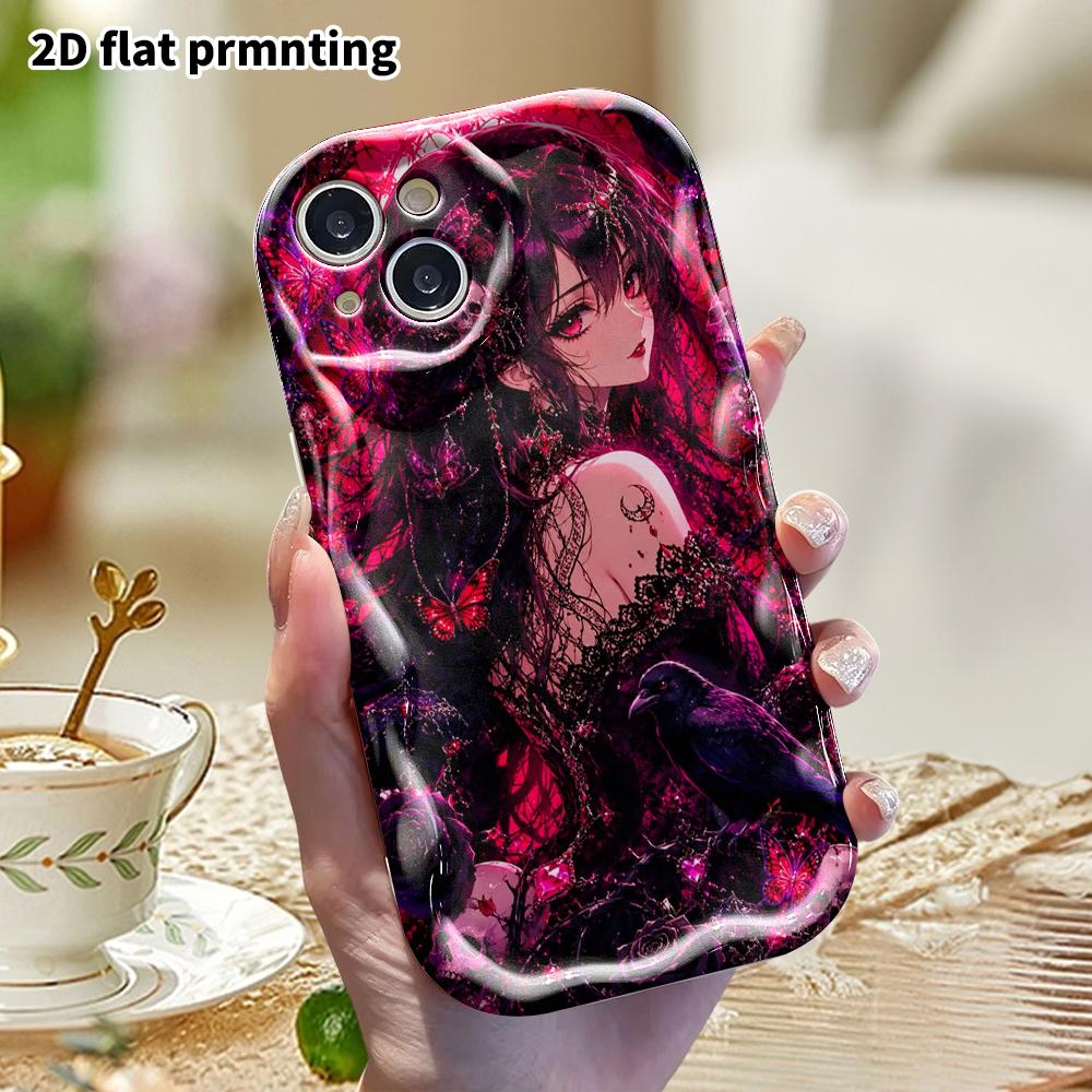 Phone Case: 2D Flat, Fits iPhone 12, 13, 14, 15, 16, 17, 18 Pro, Phone Decoration, Red-purple Girly Style, Halloween and Christmas Gift