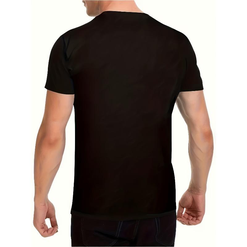 European Size Men's Casual Sport T-Shirt, Graphic Print T-Shirt, Casual Short Sleeve Crew Neck T-Shirt, Summer Outdoor Men's Apparel