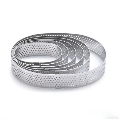 6Pcs Stainless Steel Tart Ring Mold for Baking, Perforated Pastry Mould for French Dessert Small Fruit Tarte Crust Tartle