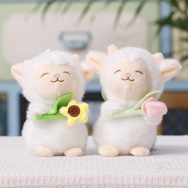 Cute Sheep Plush Keychain With Sunflower Design For Bags And Decor