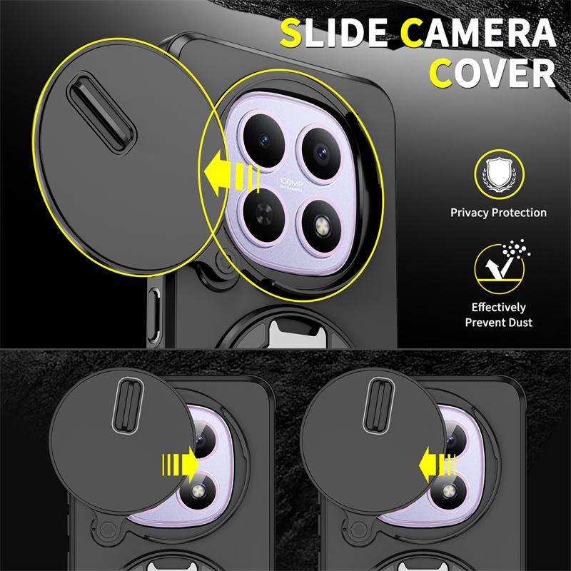 Funda For Xiaomi Redmi Note 15 5G Case Slide Camera Protect Armor Phone Case For Redmy Note15 5G Car Holder Magnetic Ring Cover