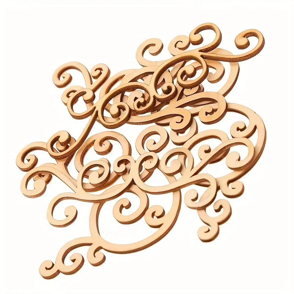 32pcs Large Wooden Floral Shaped Crafts, Wood Decorations And Embellishments