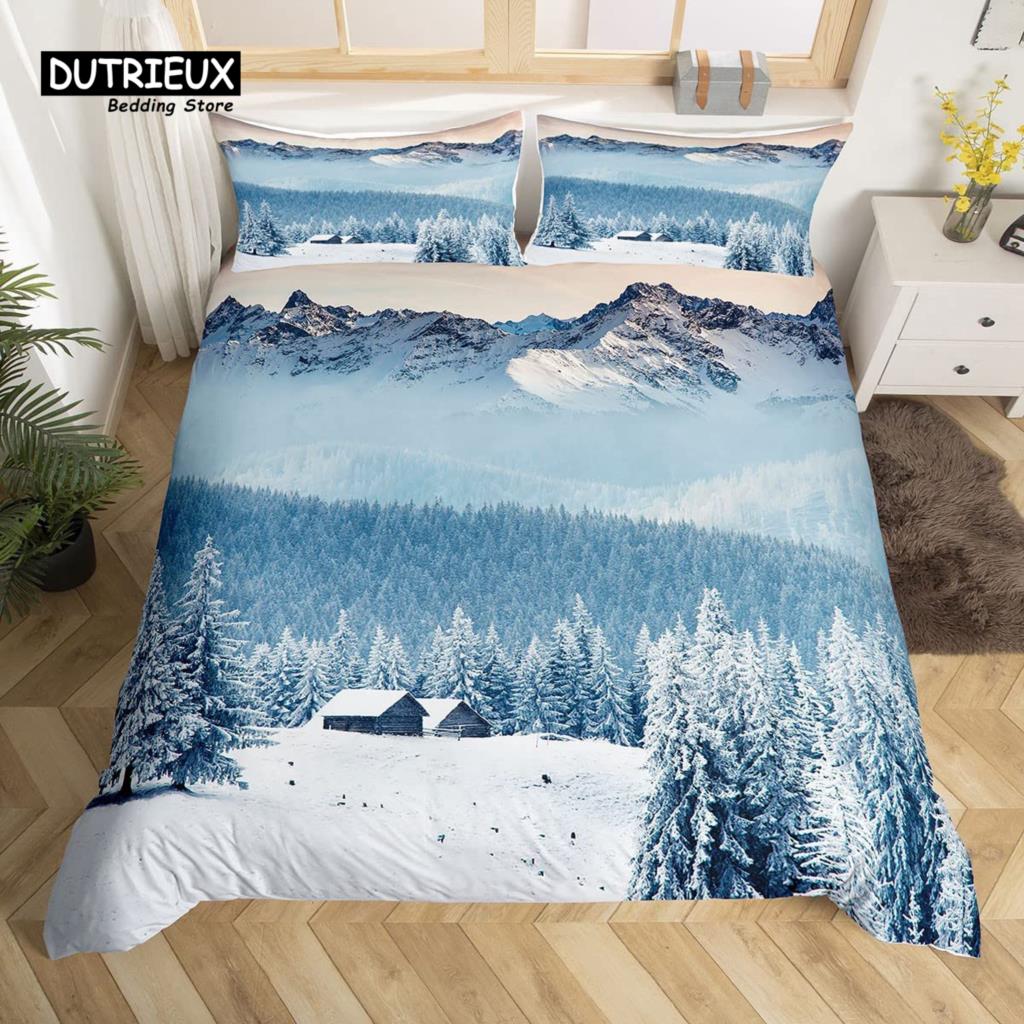 Snow Mountain Duvet Cover Set, 3pcs Bedding Set, Soft Comfortable Breathable Duvet Cover, For Bedroom Guest Room Decor