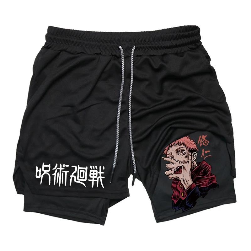 Double-Layer Digital Print Sports Shorts for Adults - Casual Fitness Apparel