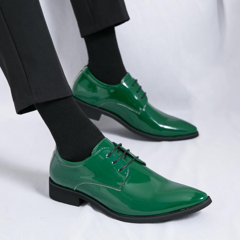 Men Dress Patent Leather Derbys Red Green Blue Gold Color Party Club Shoes Tuxedo Wedding Shoes Plus Size