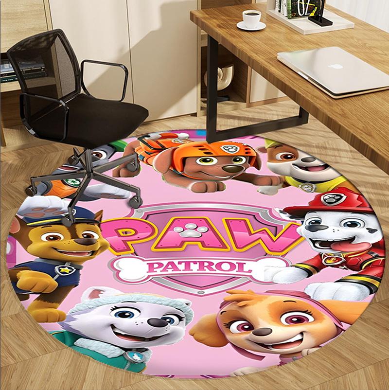 PAW Patrol Pattern Round Rug, Indoor/Outdoor Mat, for Picnic, Gameroom, Bedroom, Office, Living Room, Home Decor Carpet, Birthday Gift