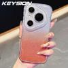KEYSION Gradient Glitter Jewelled Phone Case for Huawei Pura 70 80 Pro 80 70 Ultra Wavy Border Lens Protector Shockproof Cover