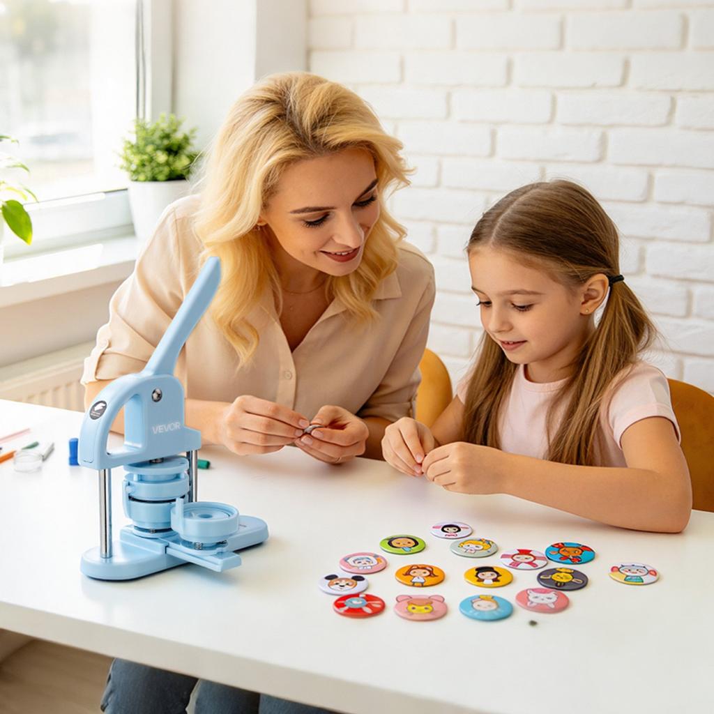 VEVOR Button Maker Supplies 200 Sets 1.26 In / 32 Mm Pin Back Button Parts, with Metal Backs, Metal Shells, Clear Mylar Films