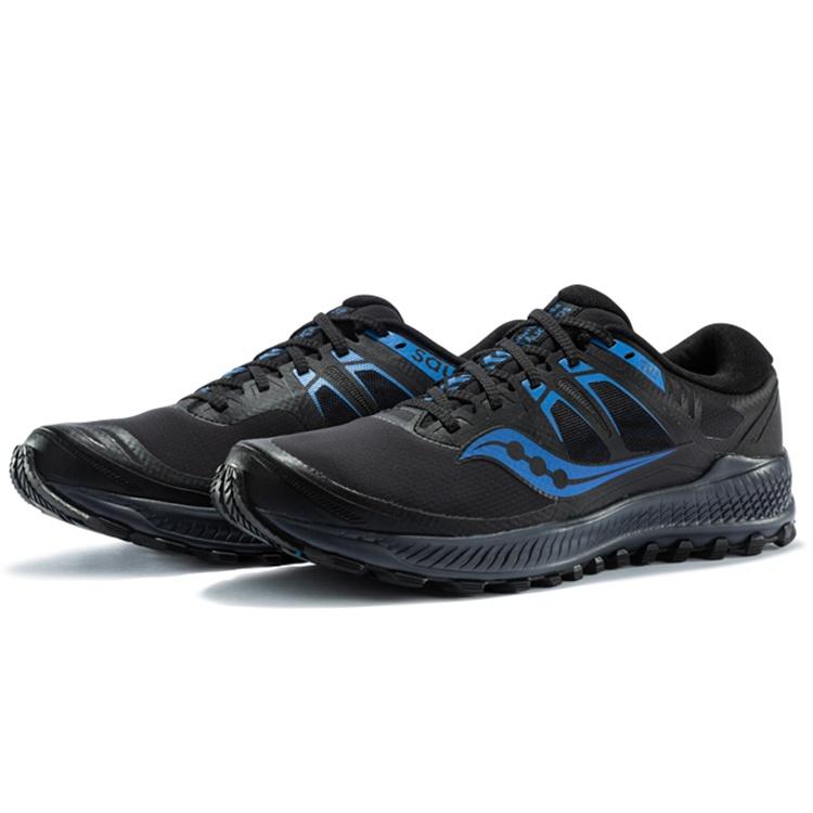 SAUCONY Fabric Cushioning Abrasion Resistant Breathable Support Low Top Running Shoes Men's Black Blue S20541-2
