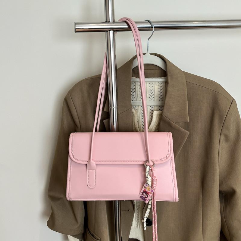 Pu Handbag Stylish Shoulder Bag With Solid Color Design For Casual Street